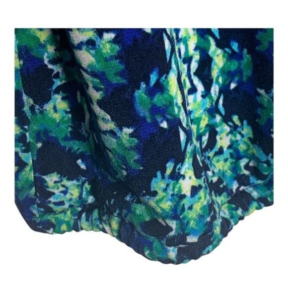 Chicos Blue Green Print Blouse Small Long Sleeve Stretch Work Top - Picture 4 of 12